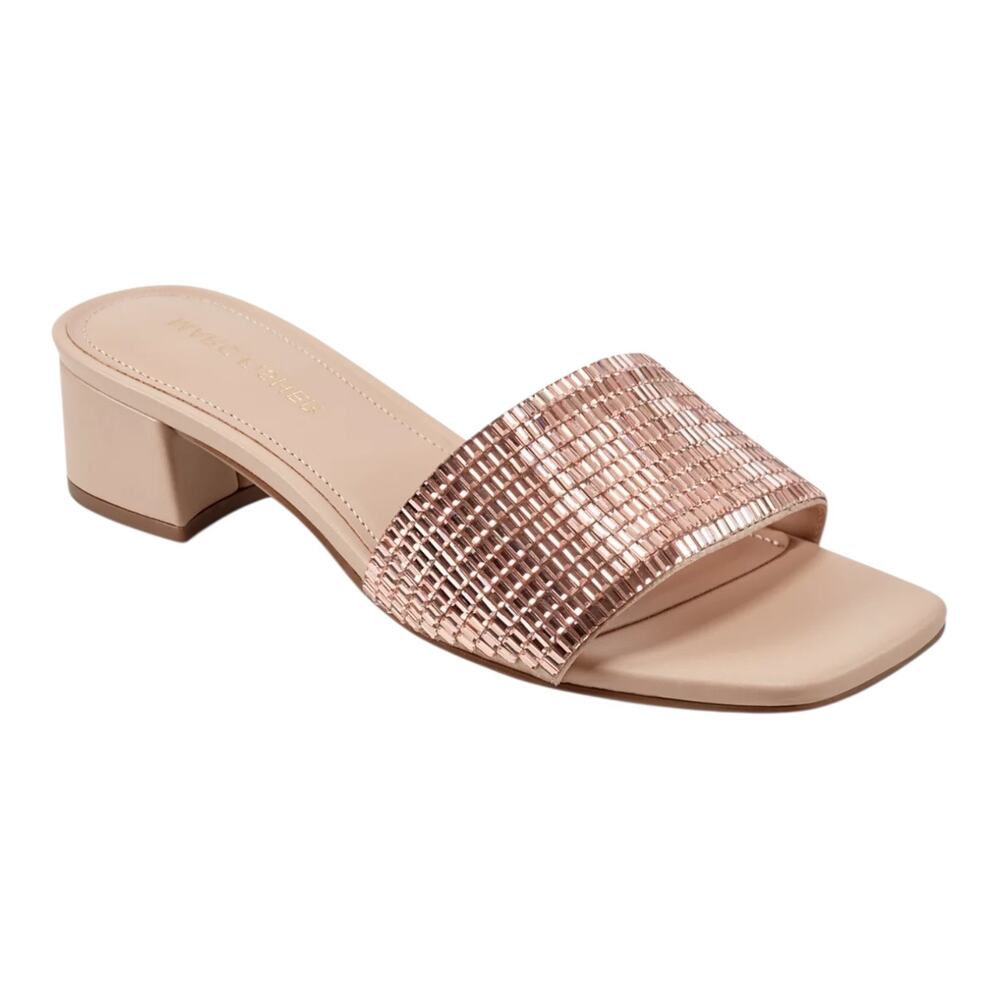 Marc Fisher Women's Casaly Slip On Embellished Slide Sandals Natural Size 7 1/2